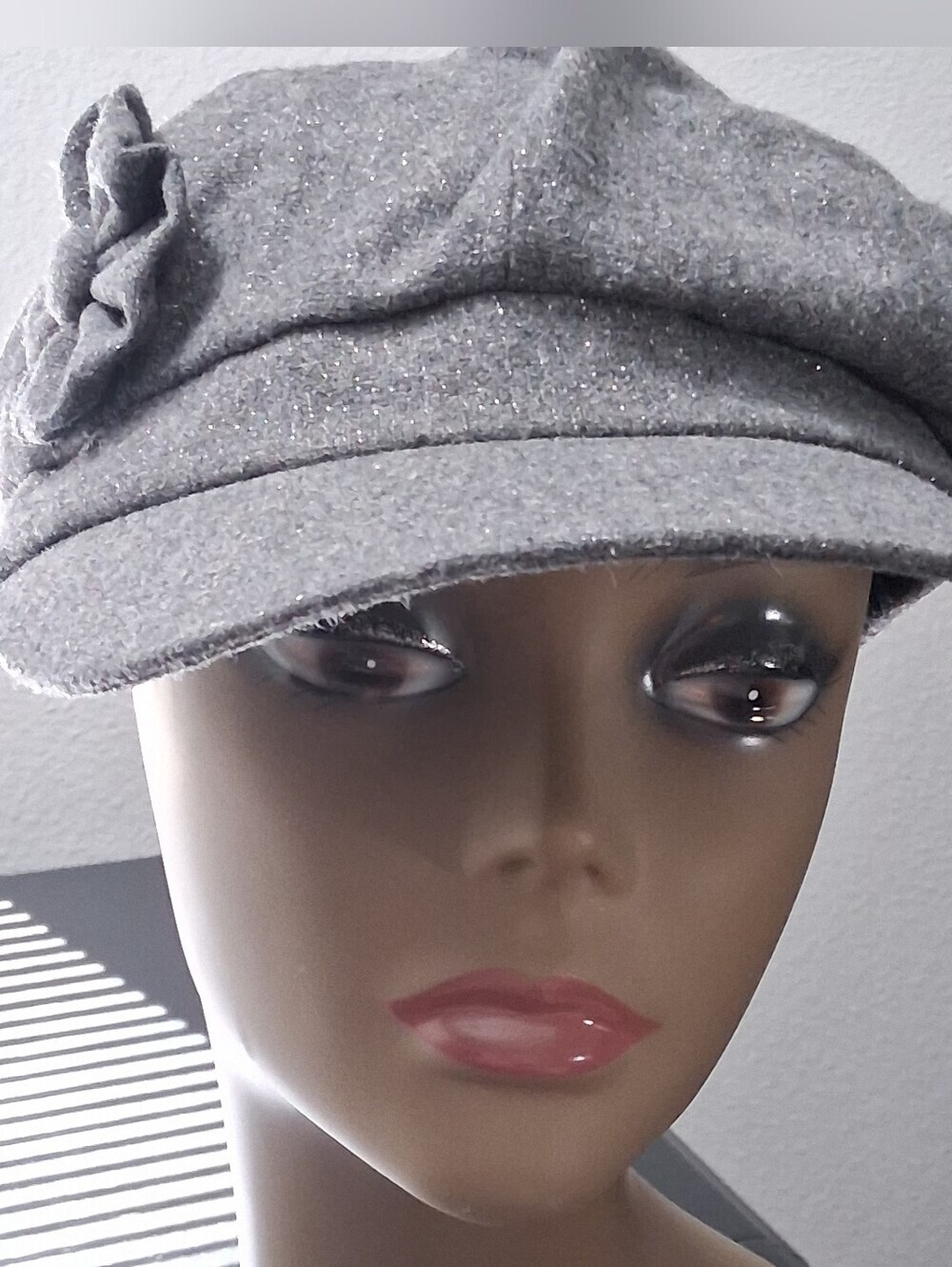 Grey Newsboy Cap Wirh A Subtle Metallic Sparkle